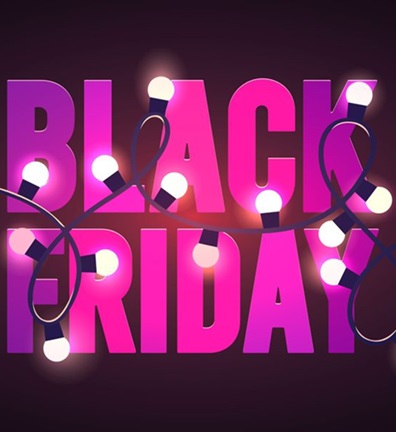 Black friday sale pink lights flyer template
